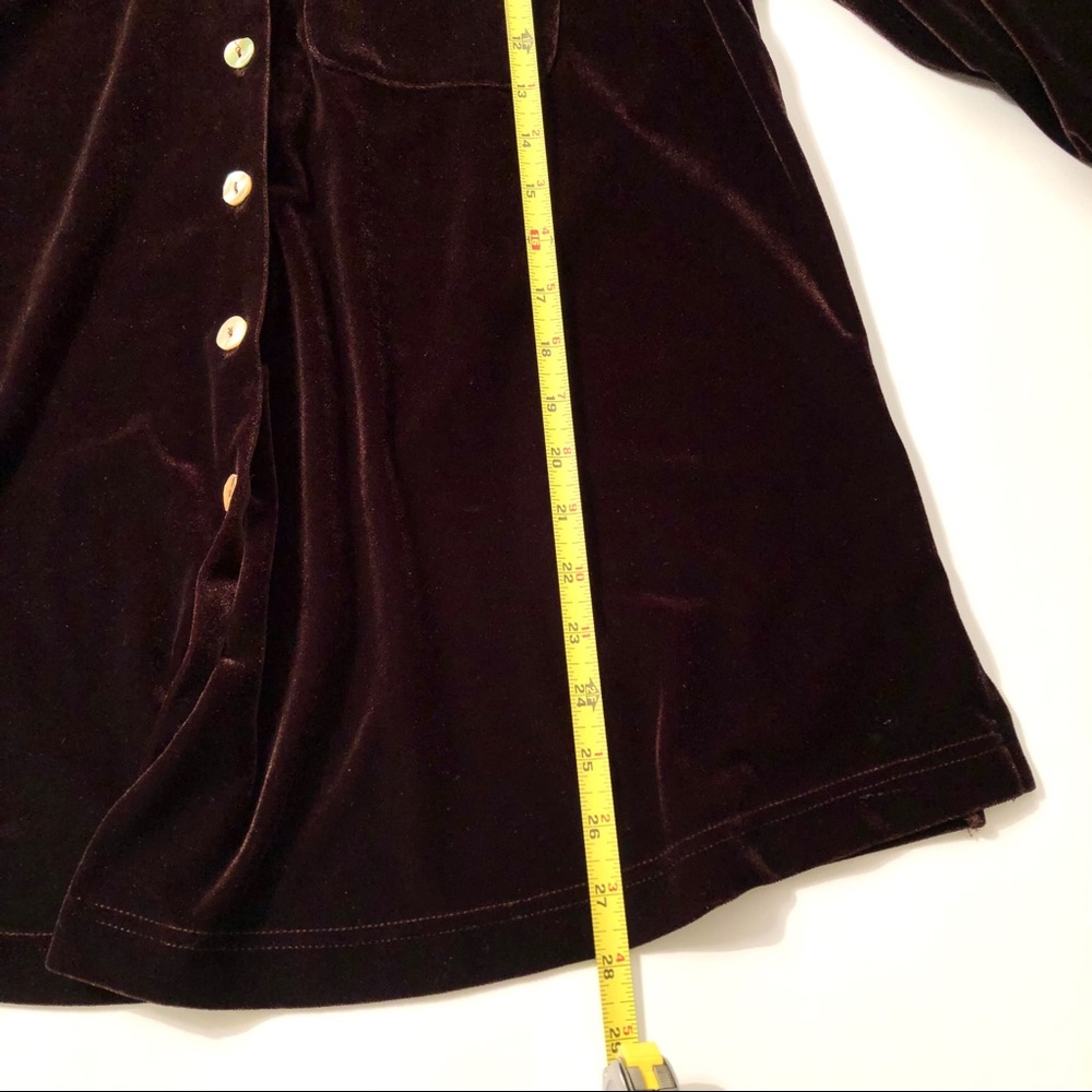 Mimi Maternity Button Down Blouse Brown Velvet M-L - image 8